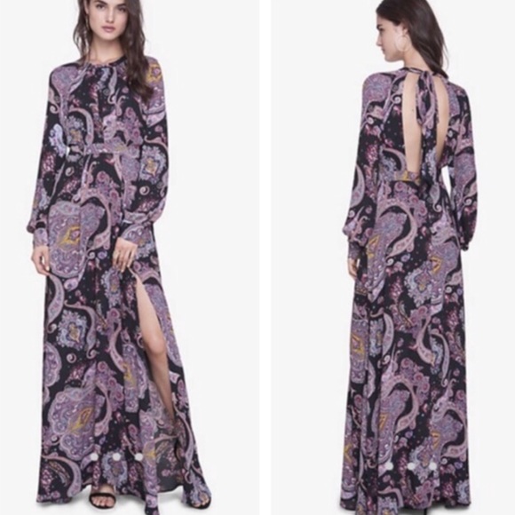 long sleeve paisley maxi dress